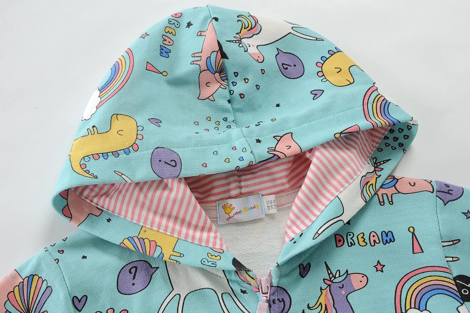 Detalle de EULLA Kids Zip-Up Hooded Coat Hoodie with Unicorn & Dinosaur Print (1–7 years)