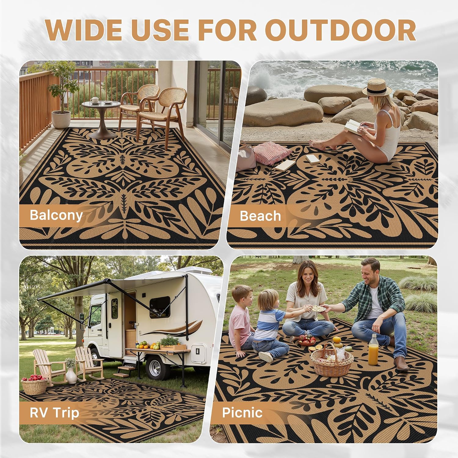 Thumbnail 2 de GENIMO Outdoor Rug 150x240cm – Butterfly Pattern, Waterproof and Reversible