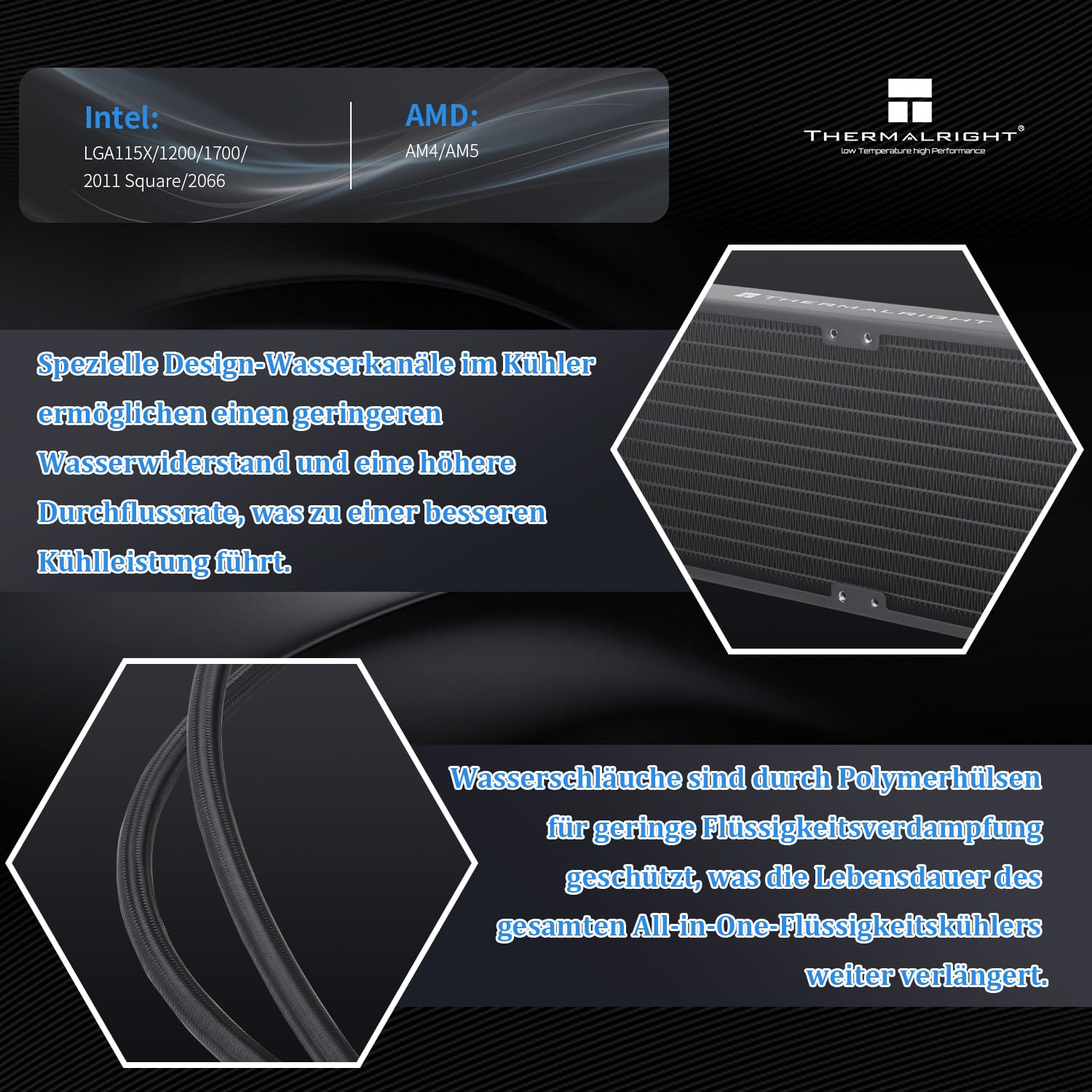 Thumbnail 2 de Thermalright AQUA ELITE 240 V3 – 240-mm AIO Flüssig-CPU-Kühler mit 2×120-mm PWM-Lüftern für AMD AM4/AM5 & Intel LGA