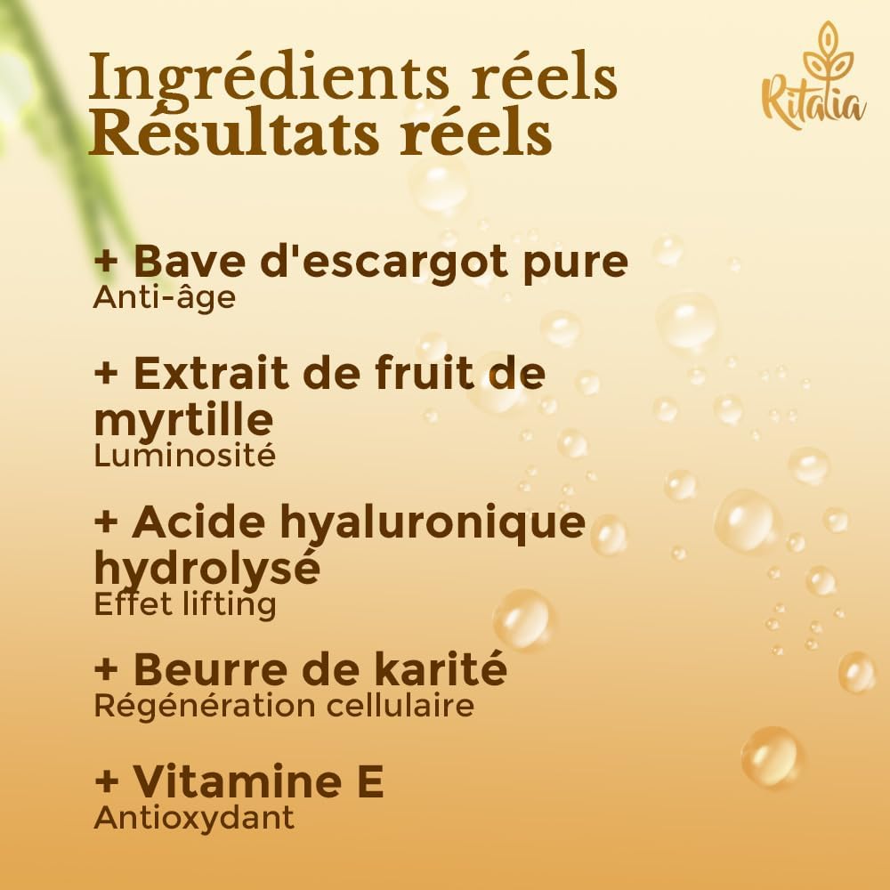 Thumbnail 3 de Crème visage 100 ml à la bave d’escargot (75%) et à l’acide hyaluronique pur de Ritalia