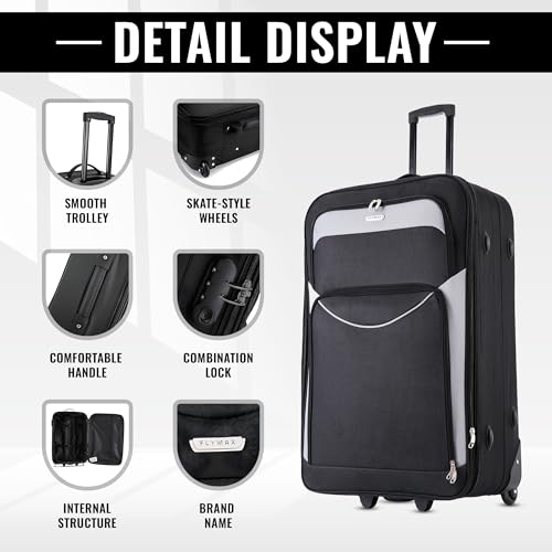 Detalle 2 de FLYMAX Cabin Suitcase 55x40x20 – Lightweight, secure carry-on for major UK airlines