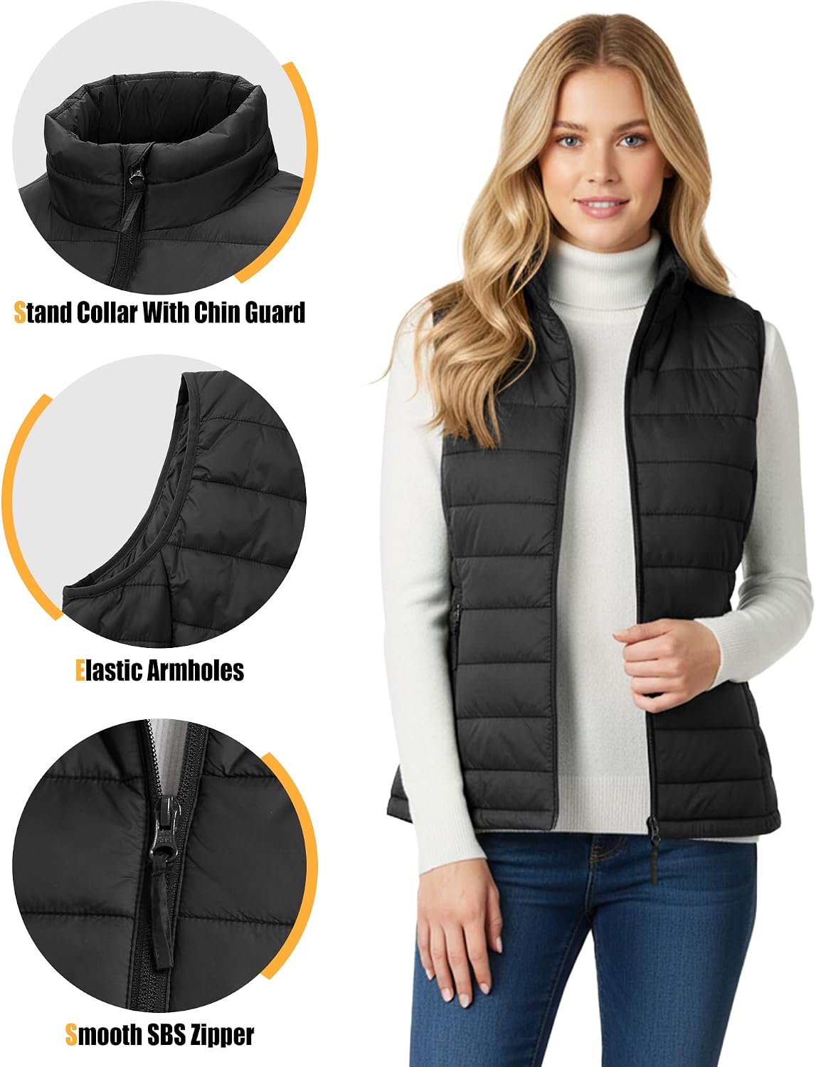 Thumbnail 4 de Outdoor Ventures Damen Steppweste packbar mit Stehkragen – leichte Hybrid-Übergangsweste fürs Wandern & Rad