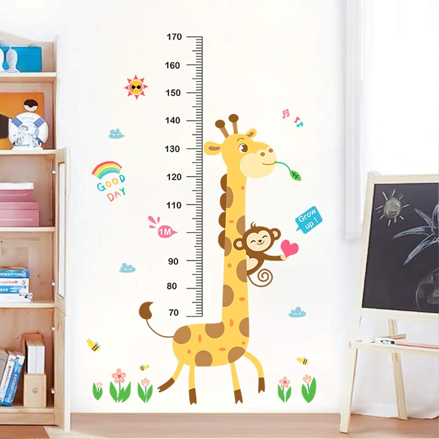 Thumbnail 3 de Baby height growth chart wall sticker (Giraffe & Monkey) – removable PVC kids measure ruler for nursery and bedroom