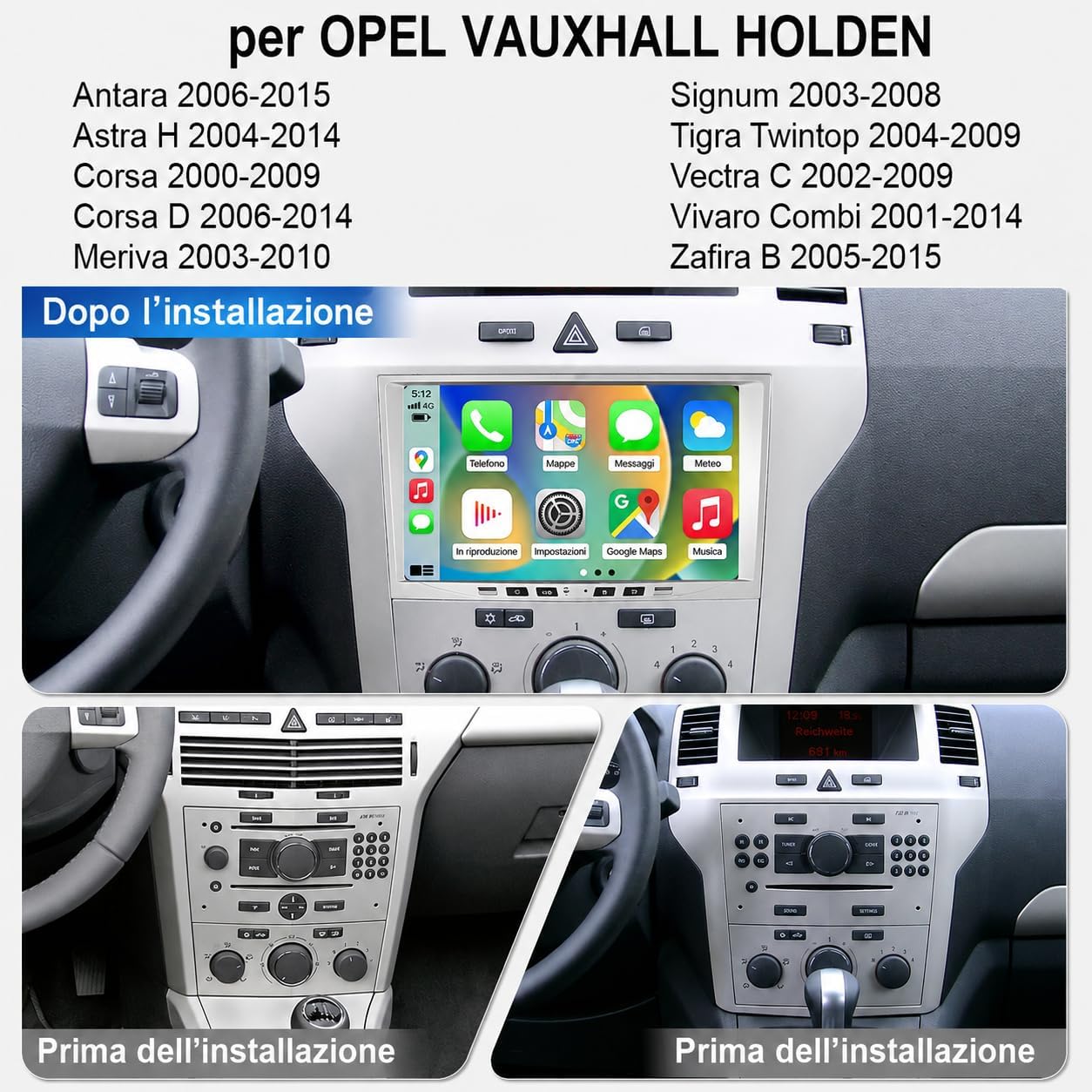 Thumbnail 1 de ACAVICA Autoradio Android 15 8" per Opel Corsa D/Astra Zafira Vivaro (4+64GB) – Wireless CarPlay/Android Auto, DSP, GPS, CANBUS