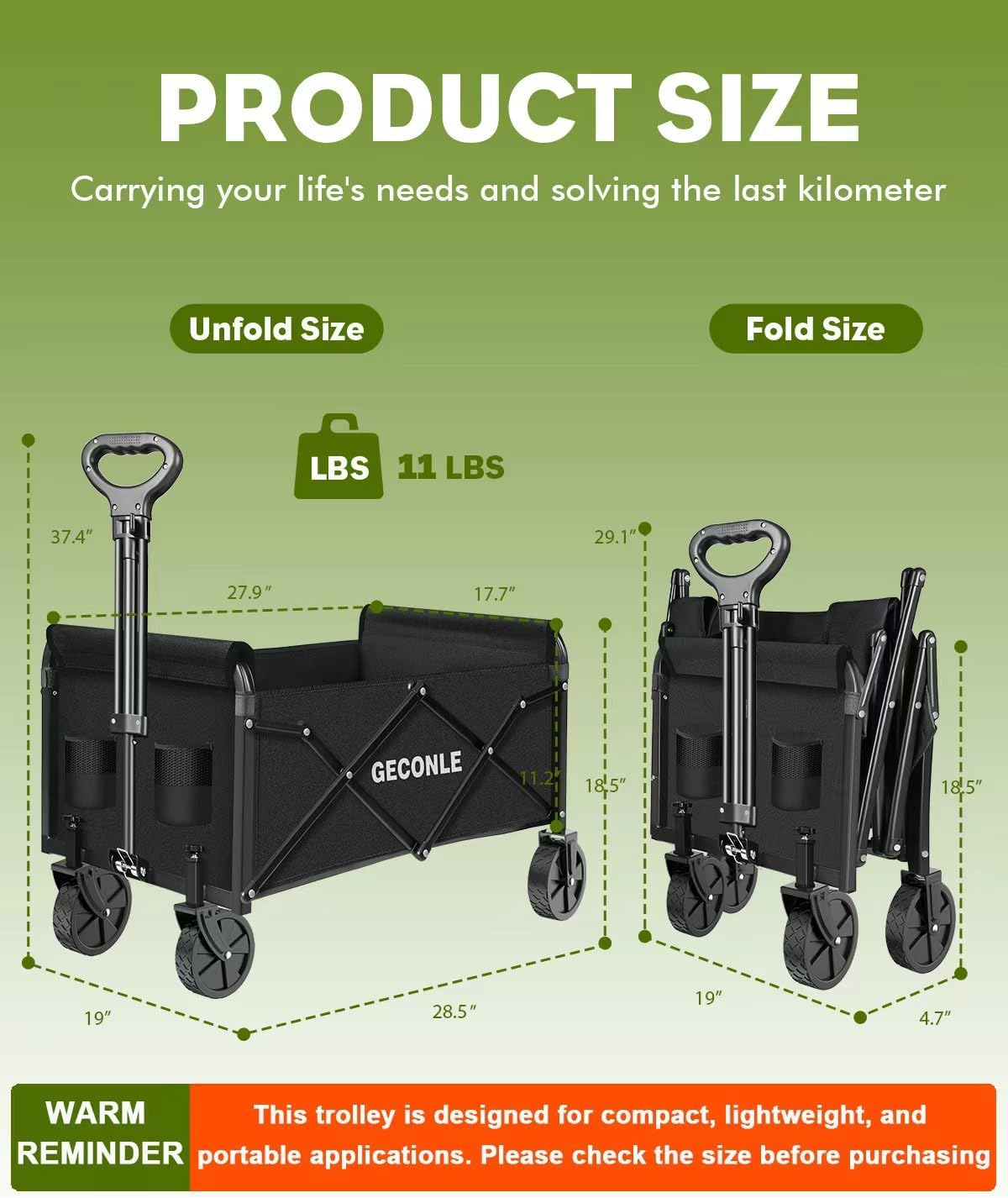 Thumbnail 1 de Carrello Pieghevole su Ruote GECONLE 100L/100KG: Portata, Comfort e Design per Picnic, Shopping e Campeggio