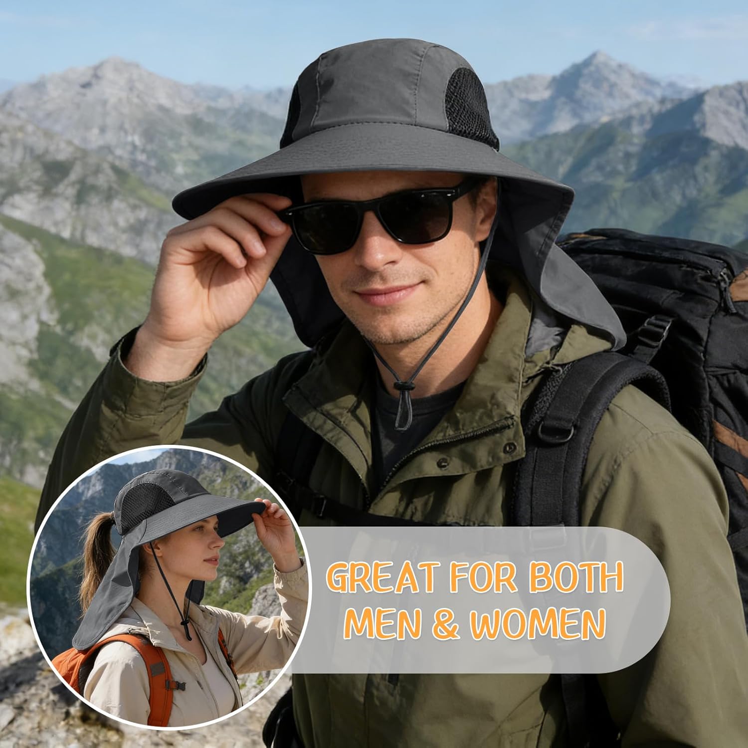 Thumbnail 1 de Sun Hat for Men and Women with Neck Flap – UPF 50+ Lightweight, Packable Wide-Brim Hat for Outdoor Adventures