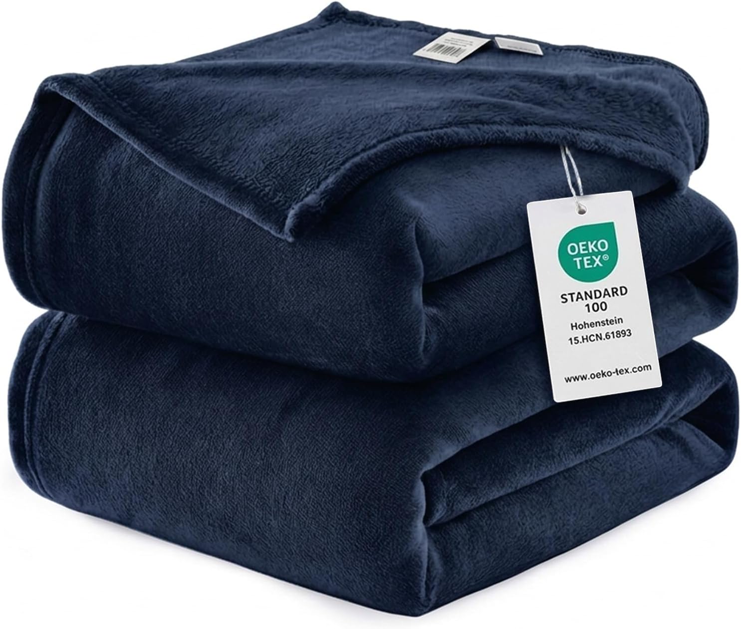 Detalle de WAVVE King Size Fleece Blanket (Navy Blue) 270x230 cm – Fluffy soft, reversible throw for bed or sofa