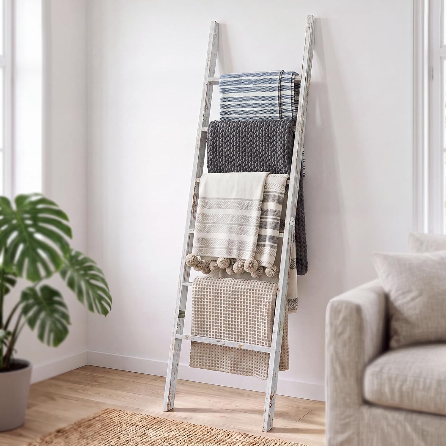 Detalle de Wooden Blanket Ladder, 6-Tier