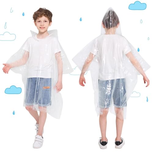 Detalle de Opret Disposable Rain Ponchos 5 Pack for Kids – Emergency Raincoats
