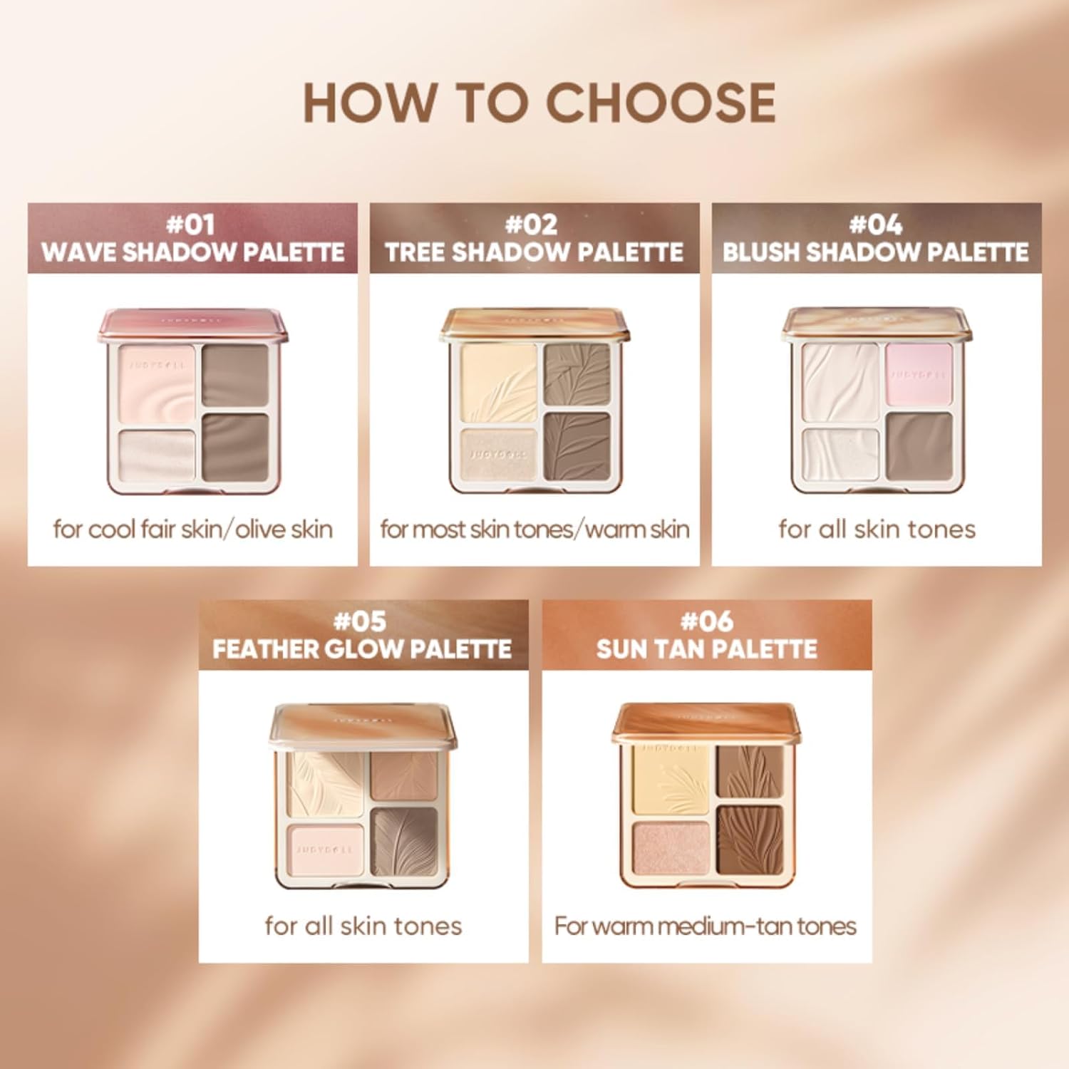 Thumbnail 6 de JUDYDOLL Highlight & Contour Palette (Warm Skin Tone) — 4-color matte compact for beginners, blendable face makeup