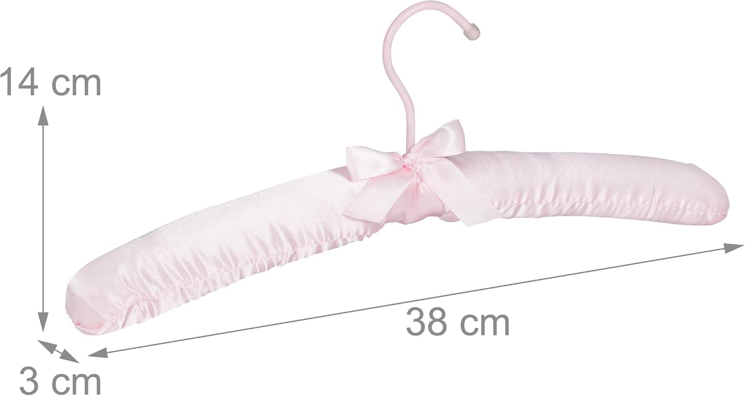 Detalle 2 de Relaxdays Satin – różowe wieszaki satynowe, 10 szt., z miękkim wyściełaniem