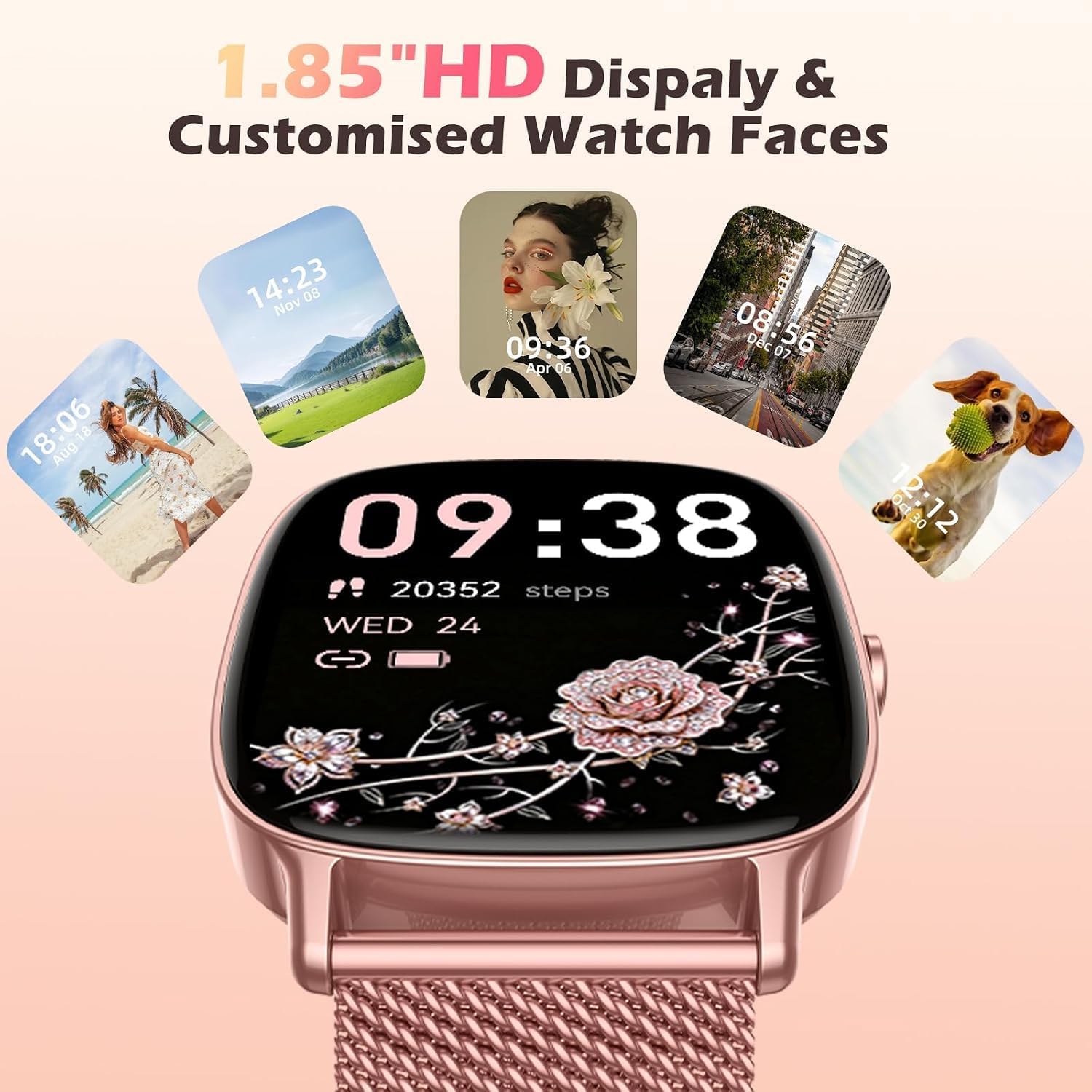 Thumbnail 6 de Reloj Inteligente para Mujer coioc con Llamadas Bluetooth y 2 Correas – Smartwatch elegante 1,85