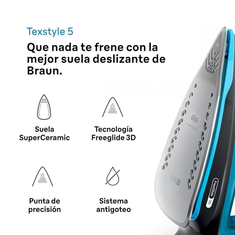Detalle de Braun SI5256BL: Plancha de Vapor 2600 W con Suela SuperCeramic y FreeGlide 3D