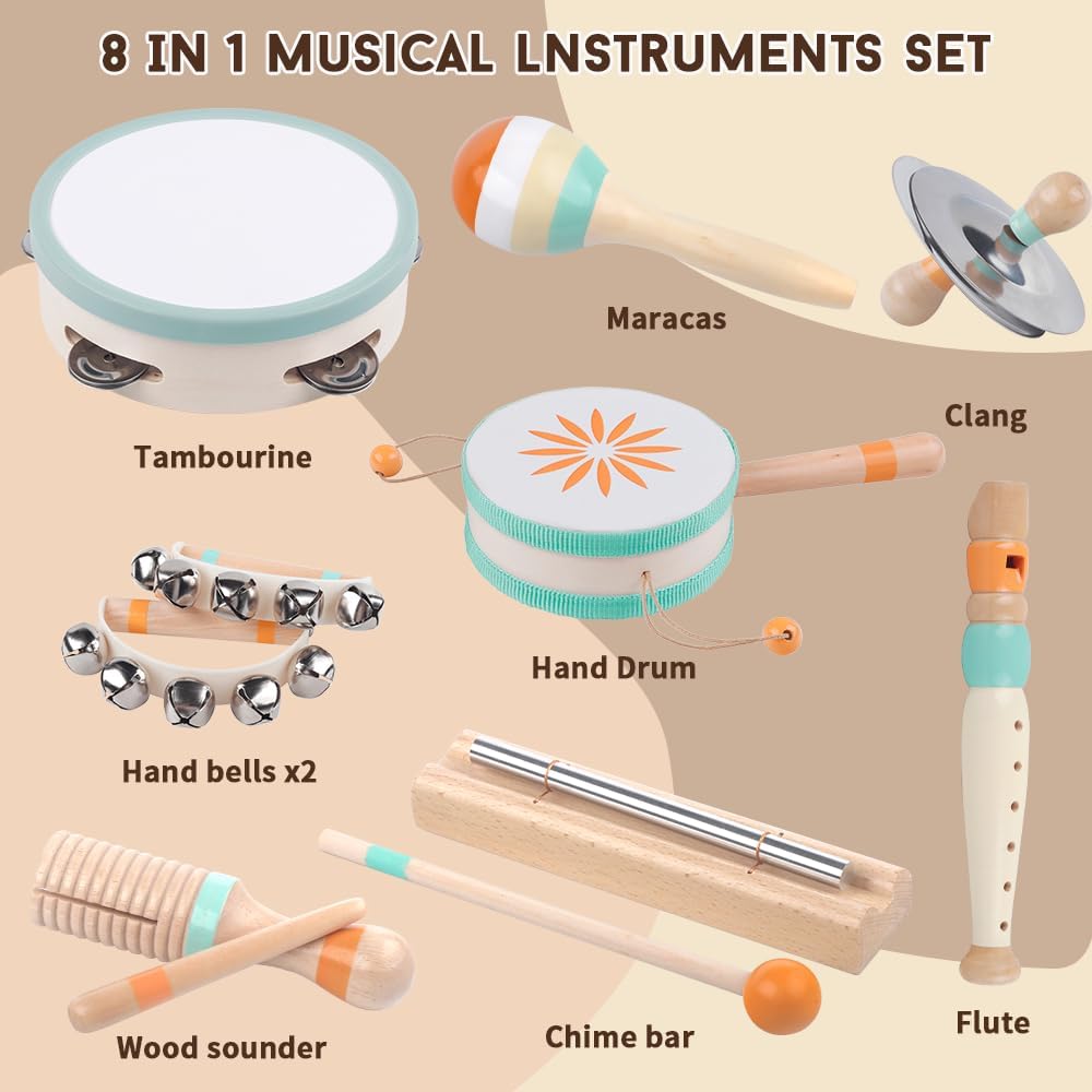 Detalle de Instruments de Musique Montessori 8 en 1 pour tout-petits (1–3 ans) – Rose