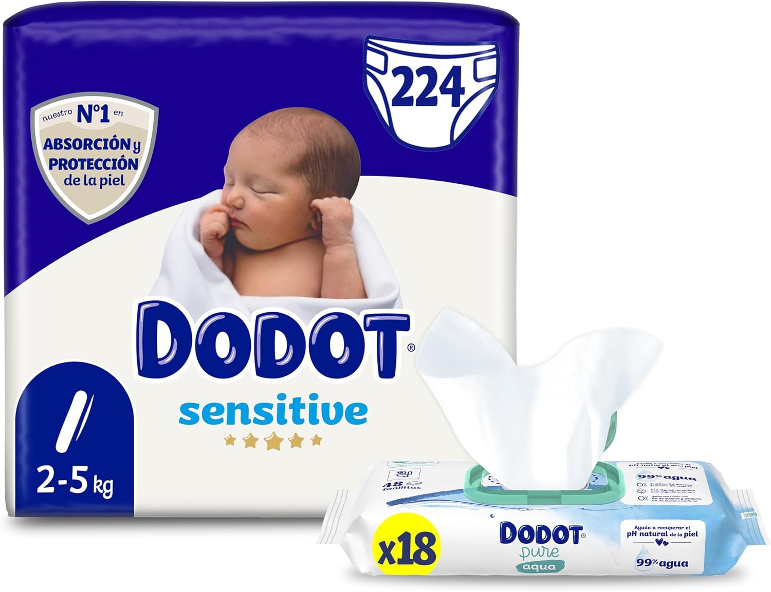 Detalle de Dodot Pañales Bebé Sensitive Talla 1 2–5 kg