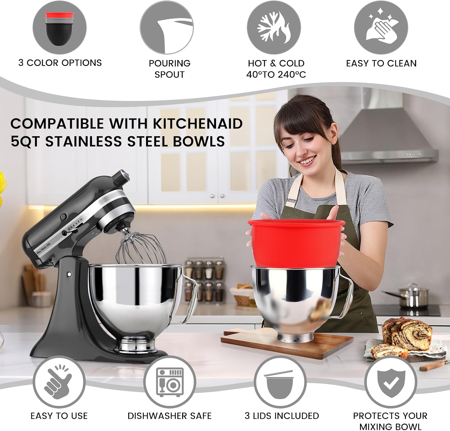 Thumbnail 2 de Silicone mixer bowl liners, 5-quart