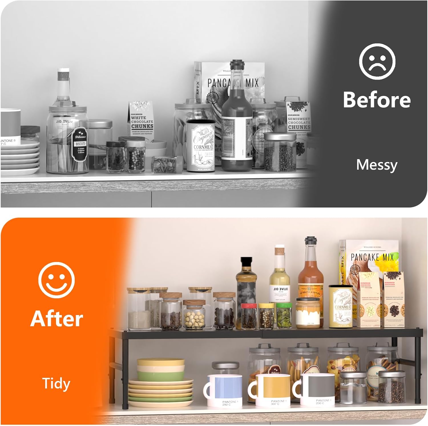 Thumbnail 5 de SKYSER Spice Rack Kitchen Cupboard Shelf Organiser (Expandable, Adjustable Height, Black)