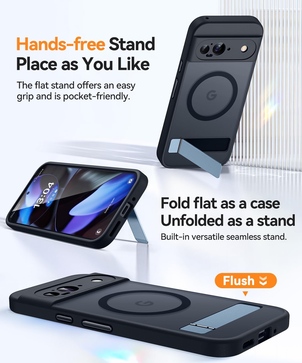 Thumbnail 2 de CANSHN Cover magnetica per Google Pixel 9 con cavalletto: protezione e stile in una custodia sottile