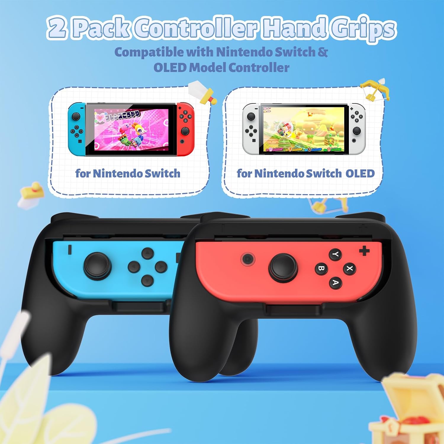 Detalle de FASTSNAIL rutschfeste Griffe als Controller-Halterung für Joy-Con (für Switch / Switch OLED) – 2x schwarz, nicht für Switch 2