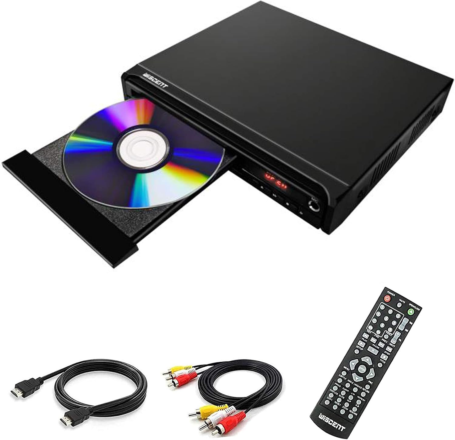 WISCENT mini DVD player for TV (all-region free) with HDMI, AV, USB and remote control