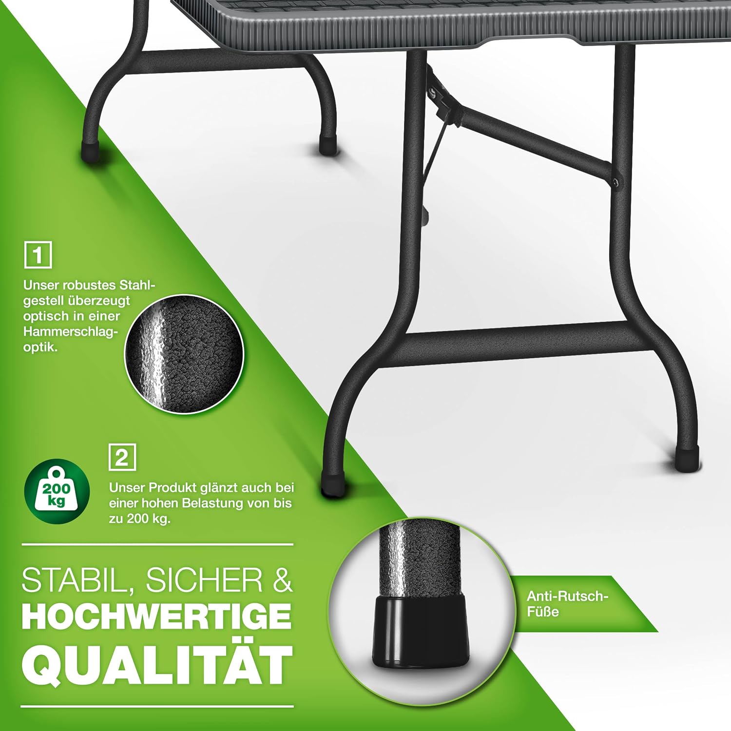 Detalle de tillvex TVGTR02 tuintafel, inklapbaar, rotanlook, 180 x 75 cm
