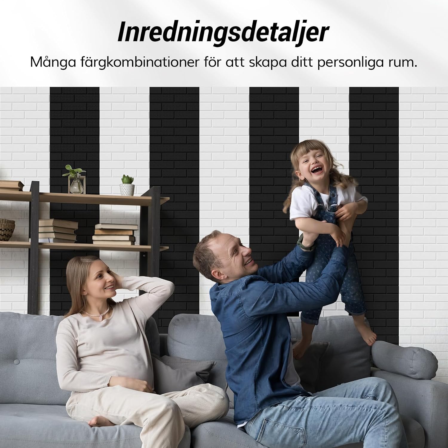 Detalle de TONOR 25042 självhäftande akustikpaneler med tegelmönster, 18 st