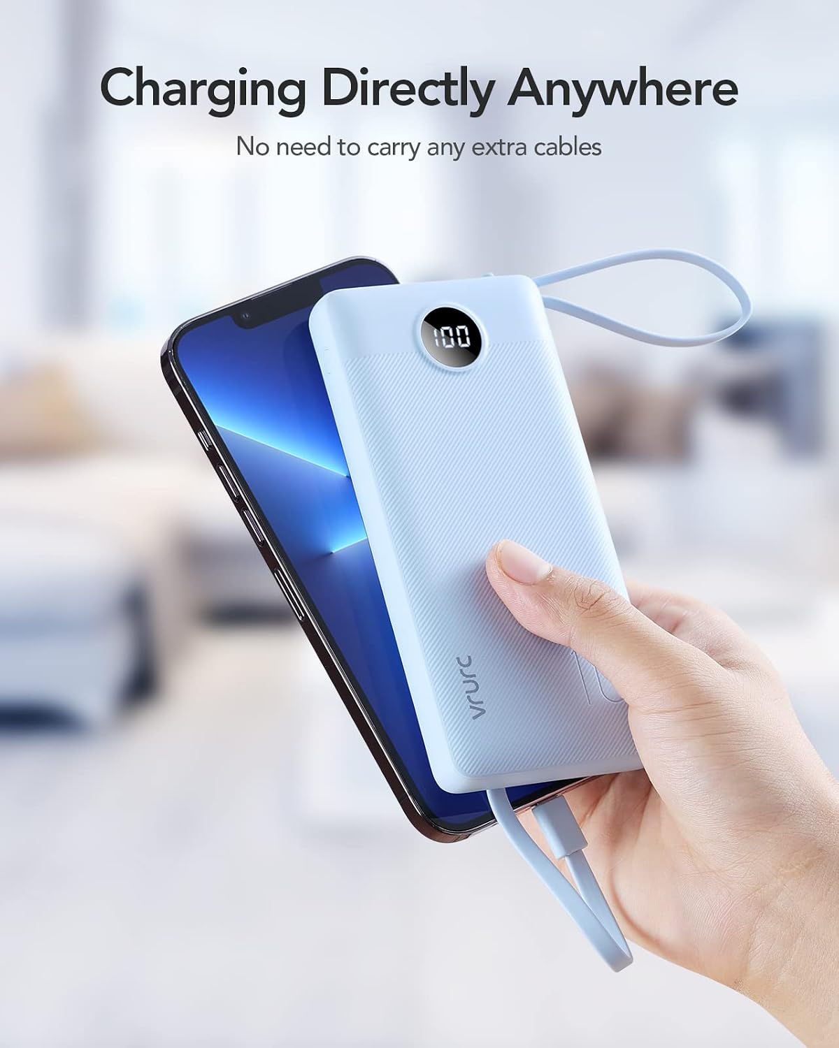 Thumbnail 6 de VRURC 10000mAh Power Bank with Built-in Cables and 5 Outputs