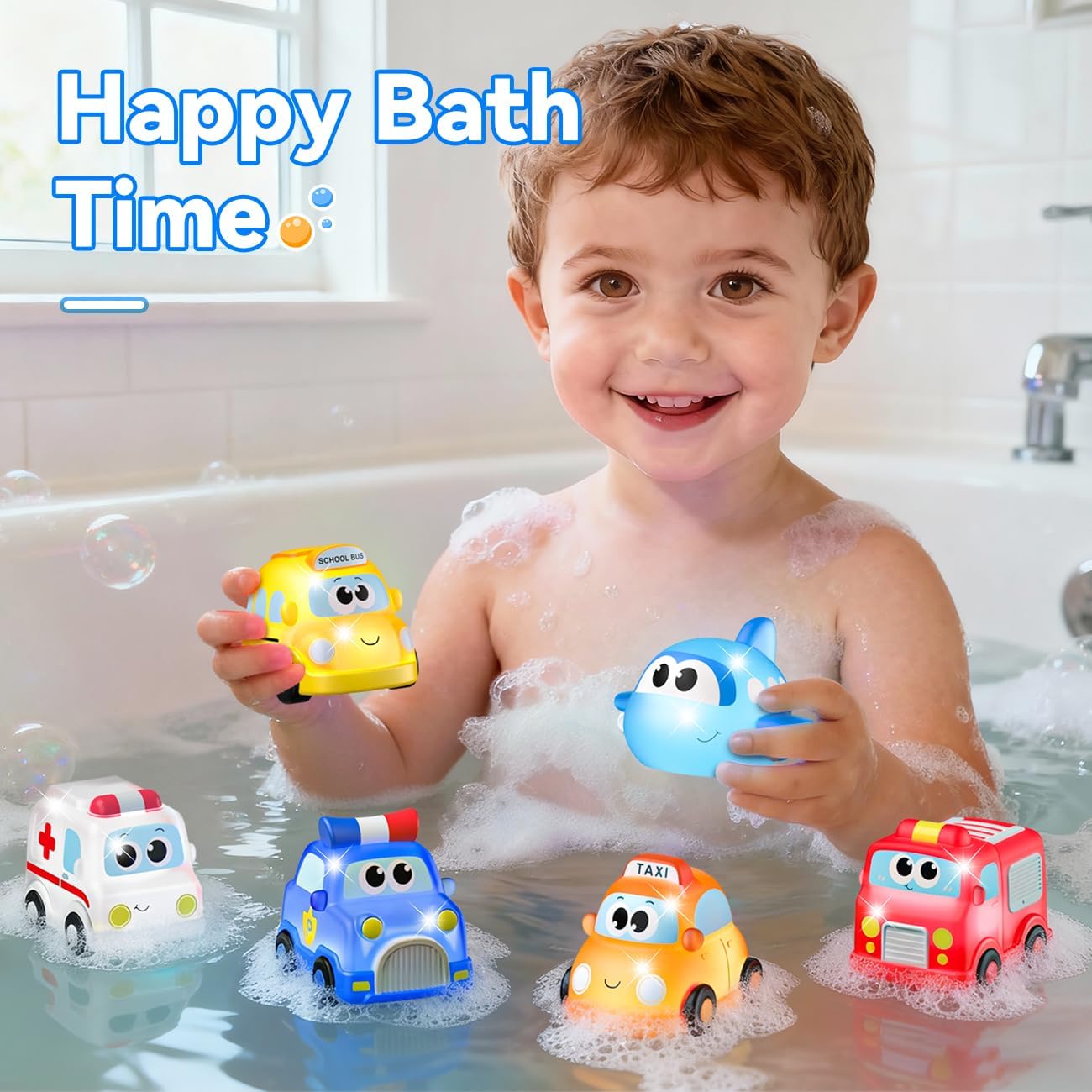 Thumbnail 3 de Car Light Up Bath Toys for 1–2 Year Old Boys – 6 Pack