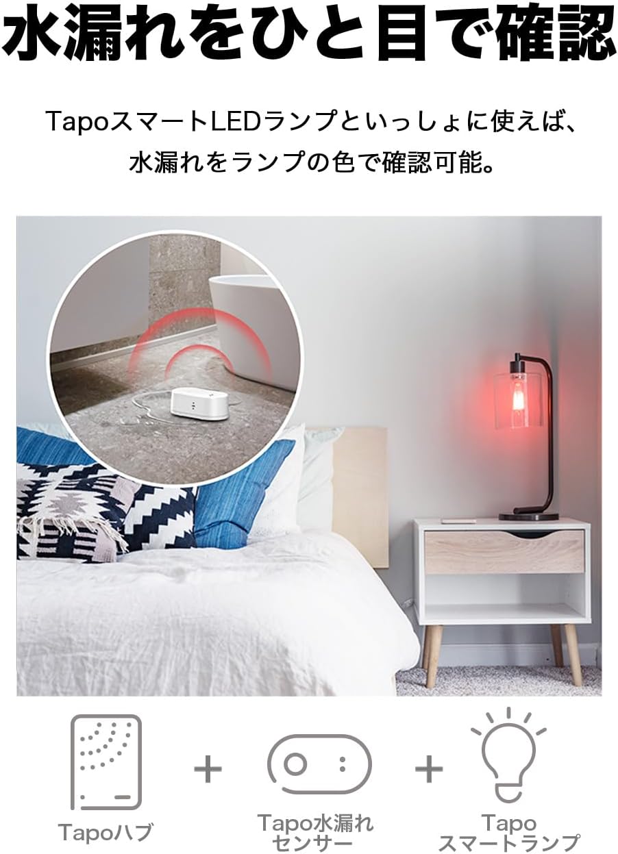 Detalle de TP-Link Tapo T300 スマート水漏れ検知器 IP67防水・90dBアラーム・スマホ通知対応