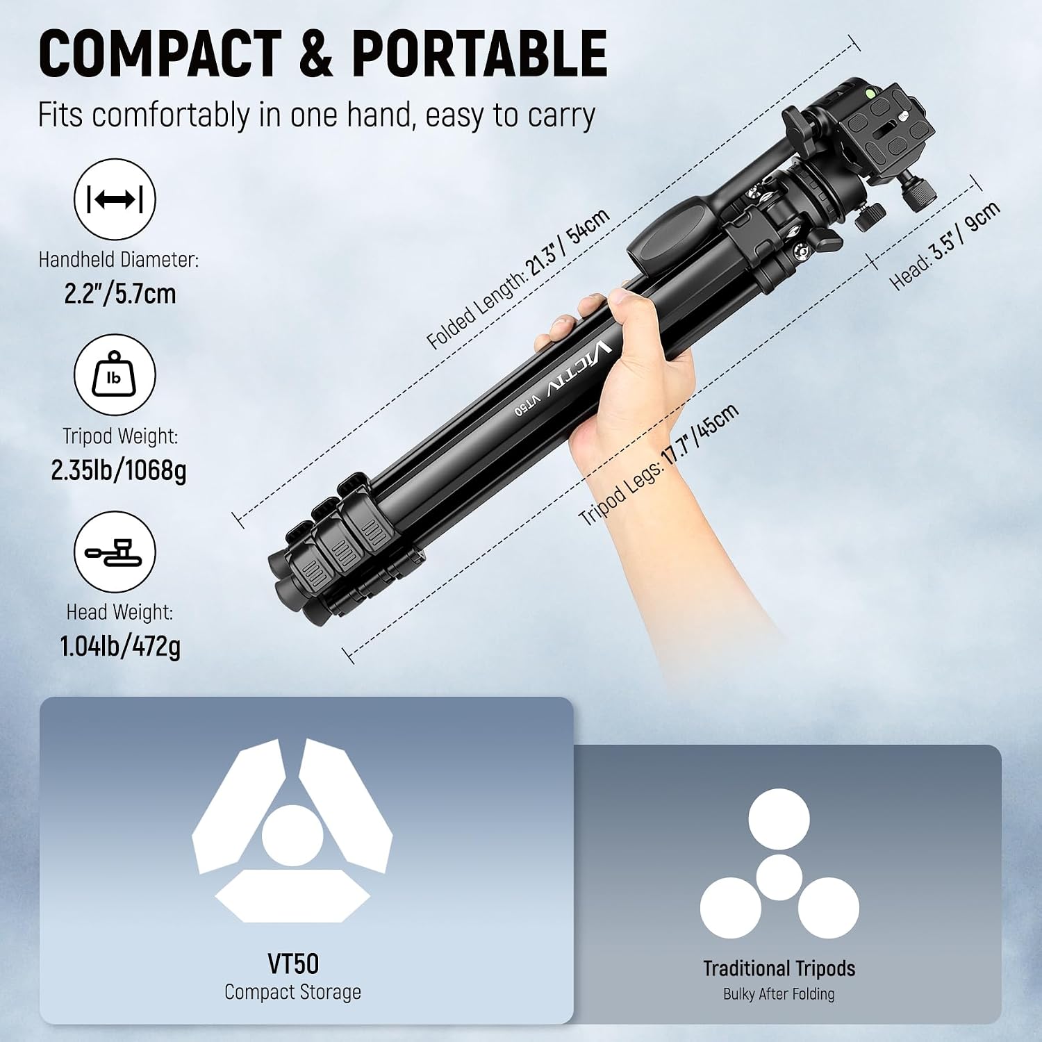 Thumbnail 1 de Victiv Camera Tripod Aluminium 51-170cm