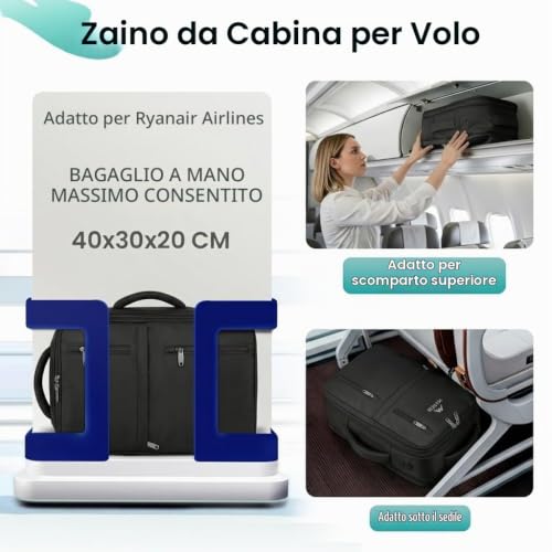 Thumbnail 1 de MATEIN Zaino Ryanair 40x30x20: zaino da cabina pratico e organizzato per i viaggi