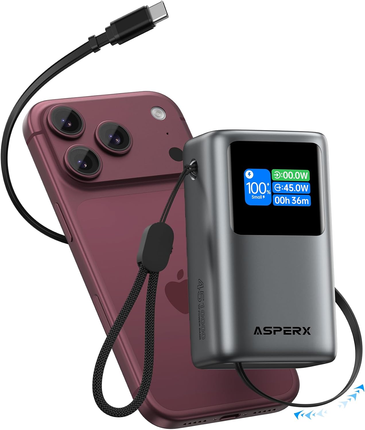 Detalle de AsperX portable charger 10,000mAh