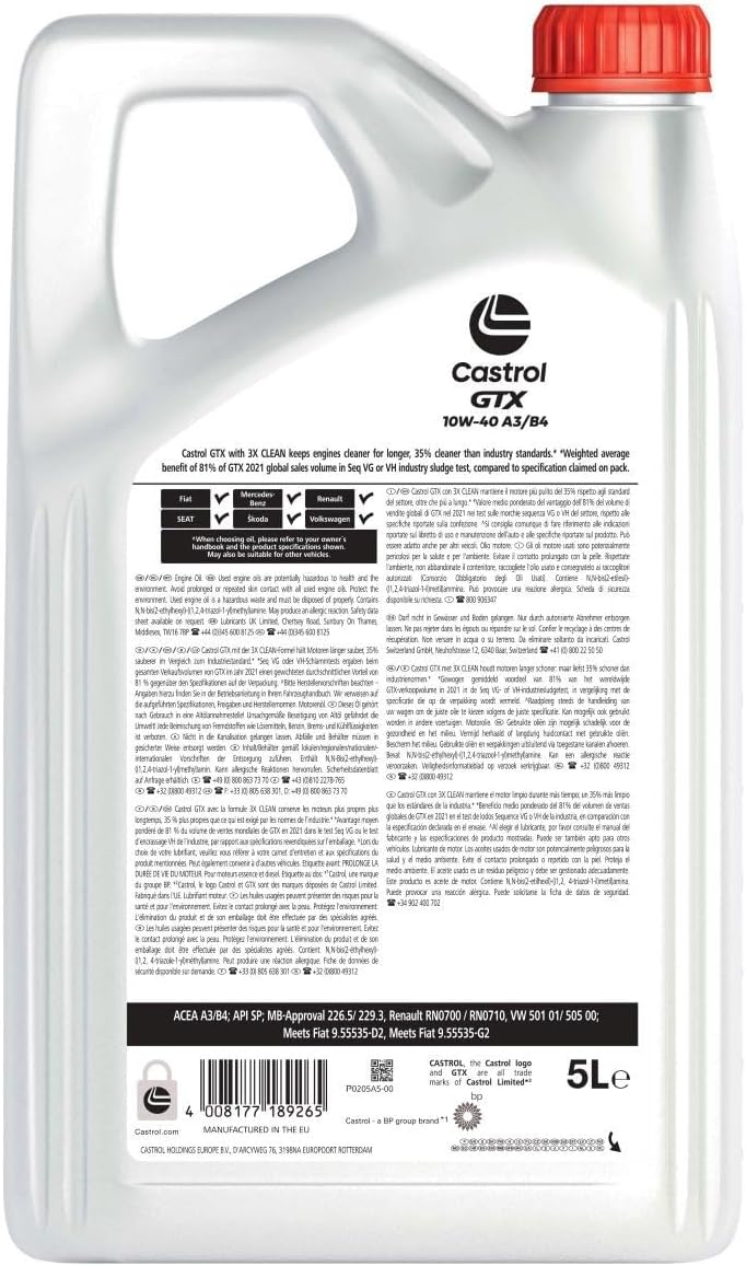 Thumbnail 1 de Castrol GTX 10W-40 Motoröl 5L 🛢