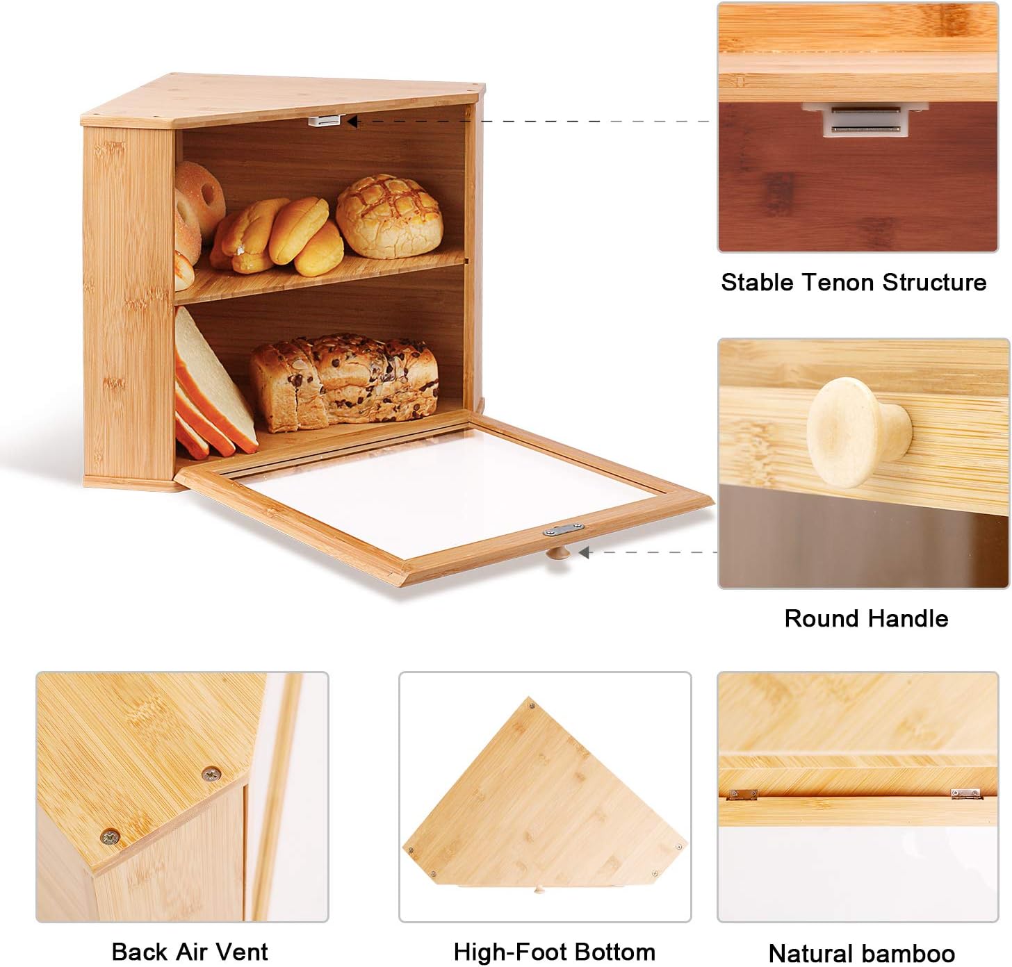 Detalle 2 de Leader Accessories Bambus Brotkasten 32x32x34 cm