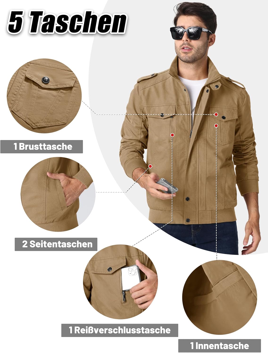 Thumbnail 2 de MAGCOMSEN Übergangsjacke Herren Winddichte Outdoorjacke