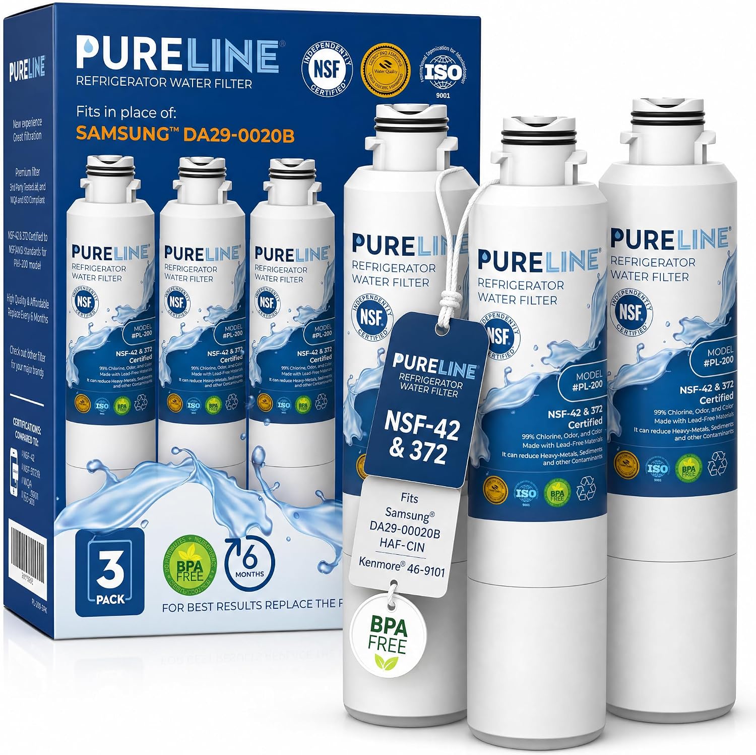 Detalle de PURELINE Refrigerator Water Filter 3-Pack for Samsung DA29-00020B