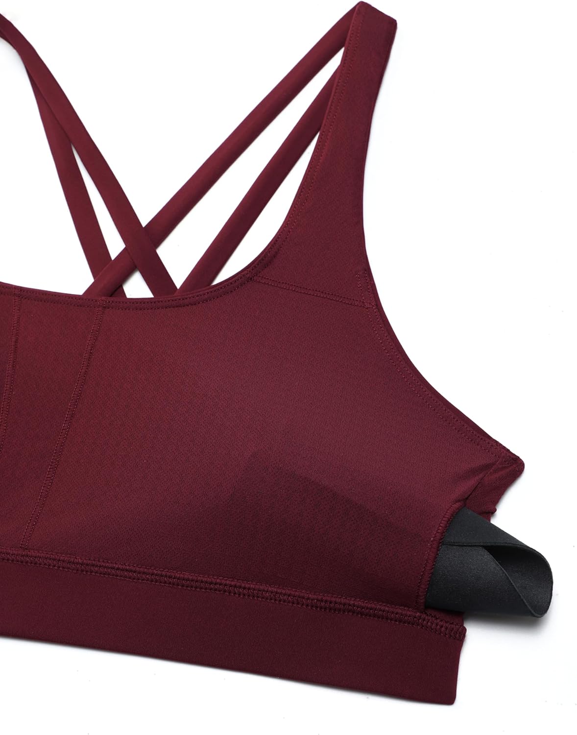 Detalle de CRZ YOGA Damen Ohne Bügel Sport BH Gekreuzt Rücken Spaghetti Top Abnehmbare Pads – Yoga Croptop