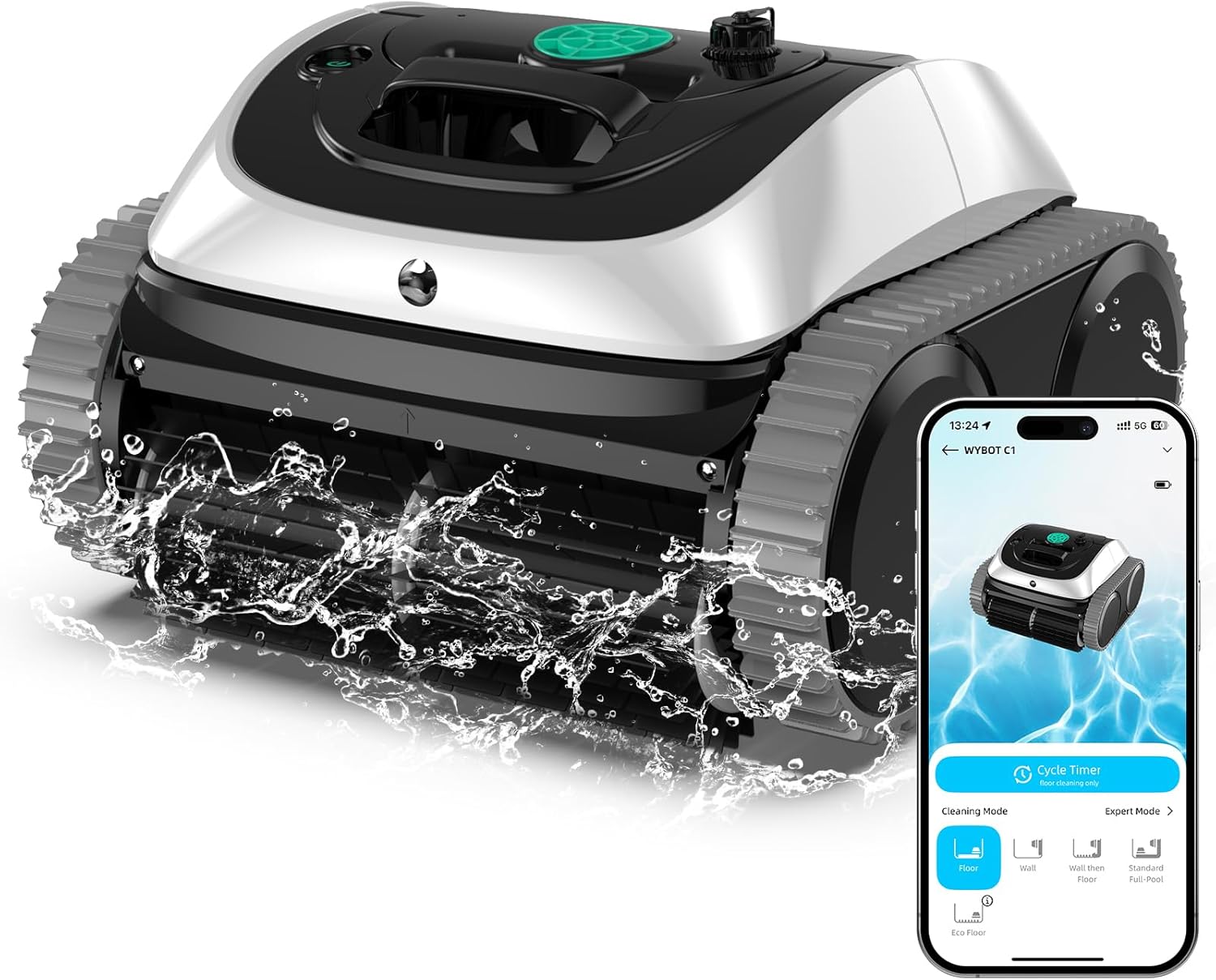 Detalle de WYBOT C1 robot piscina 150 min 🧽