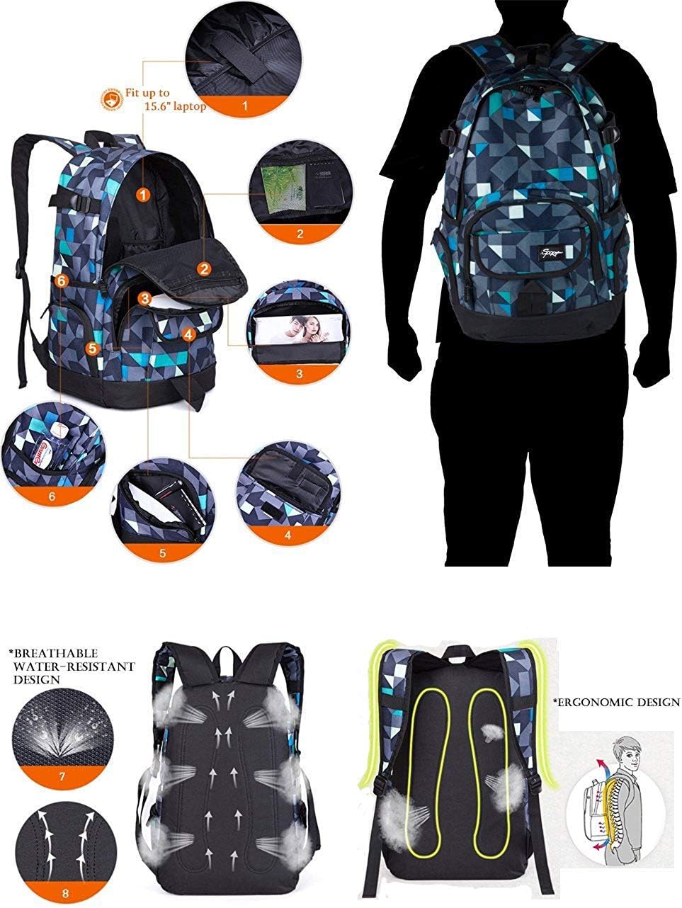 Thumbnail 5 de Rickyh Style 25L Lightweight School Backpack with Laptop Sleeve for Men & Women