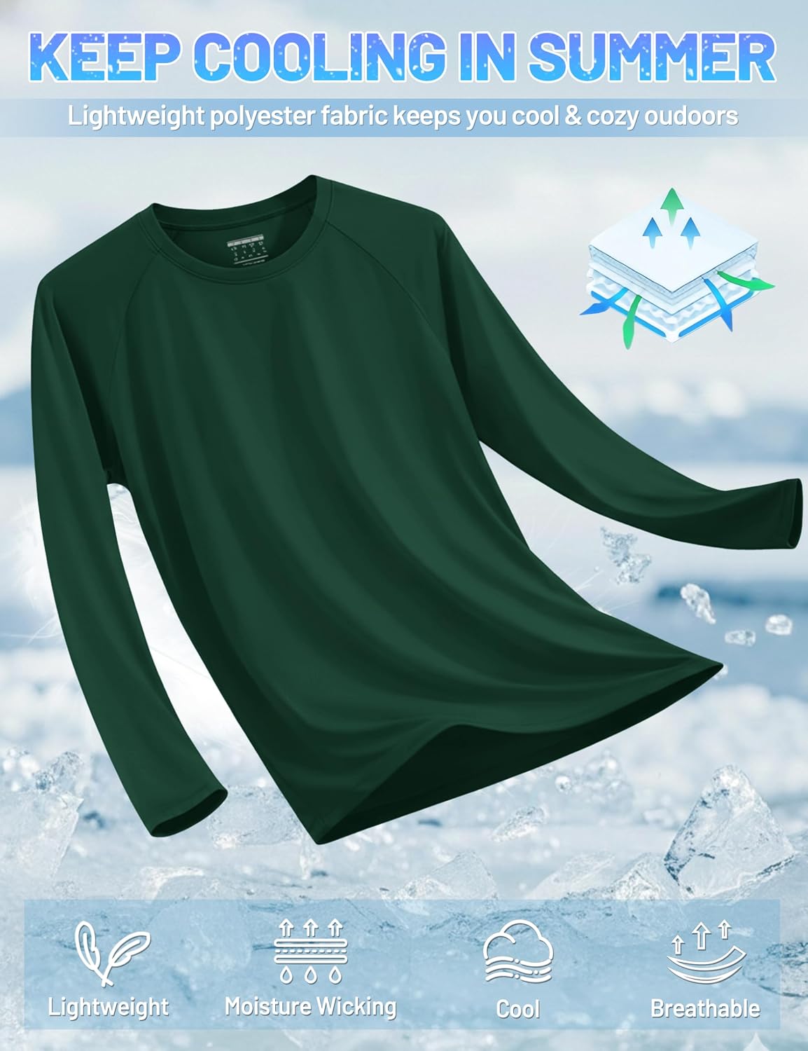 Thumbnail 4 de TACVASEN Men’s UPF 50+ Long Sleeve UV Protection T-Shirt for Hiking & Outdoor Sports