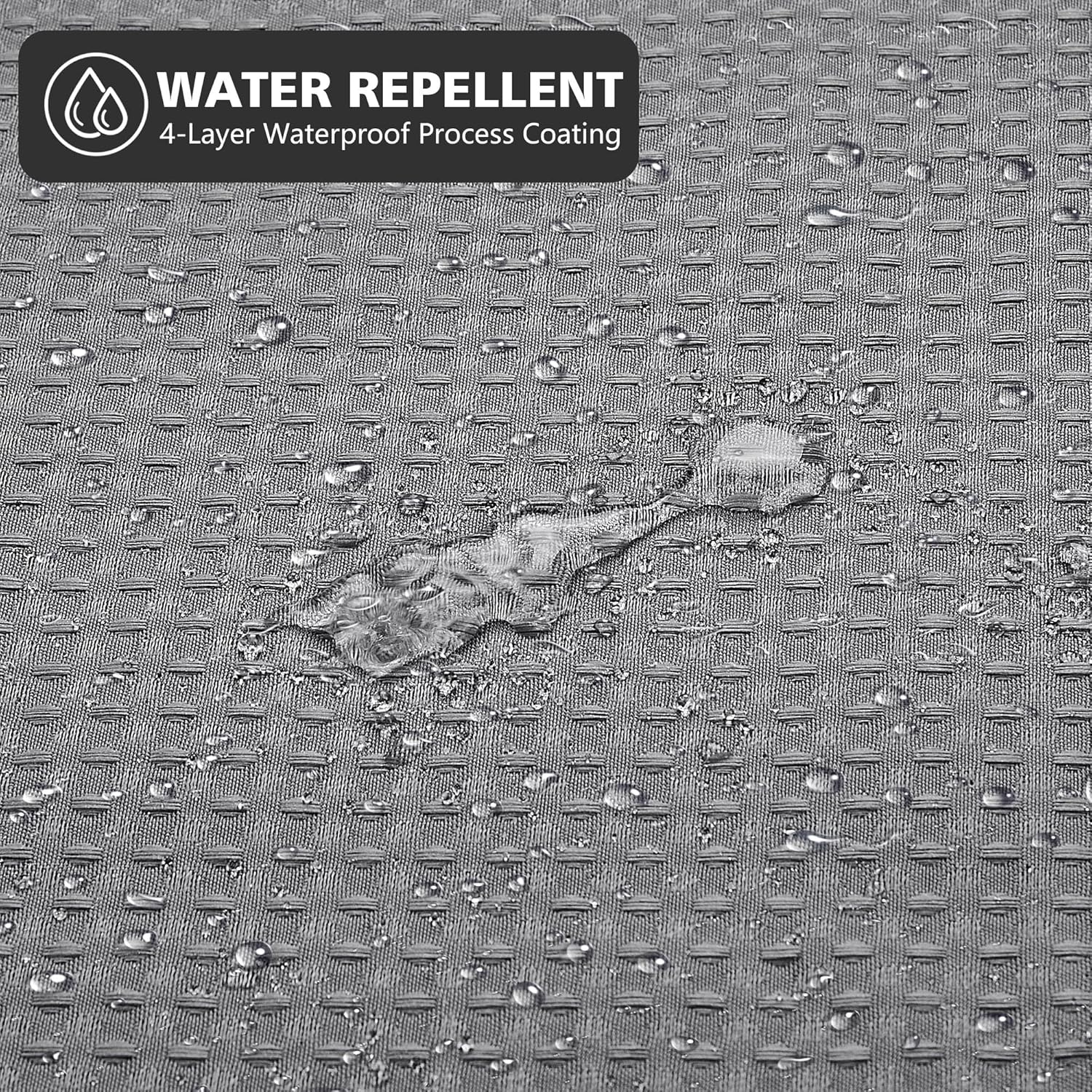 Thumbnail 2 de KAIMEIYU Rideau de Douche en Tissu Polyester Lavable en Machine, 180x200 cm – Motif Waffle Grisé avec 12 Crochets Métalliques