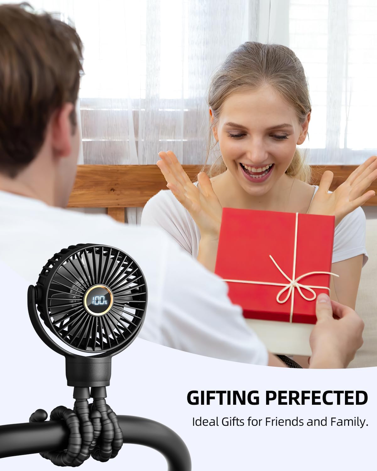 Thumbnail 6 de Buywoo Portable Stroller Mini Fan — 3-Speed, 360° Rotatable, Rechargeable
