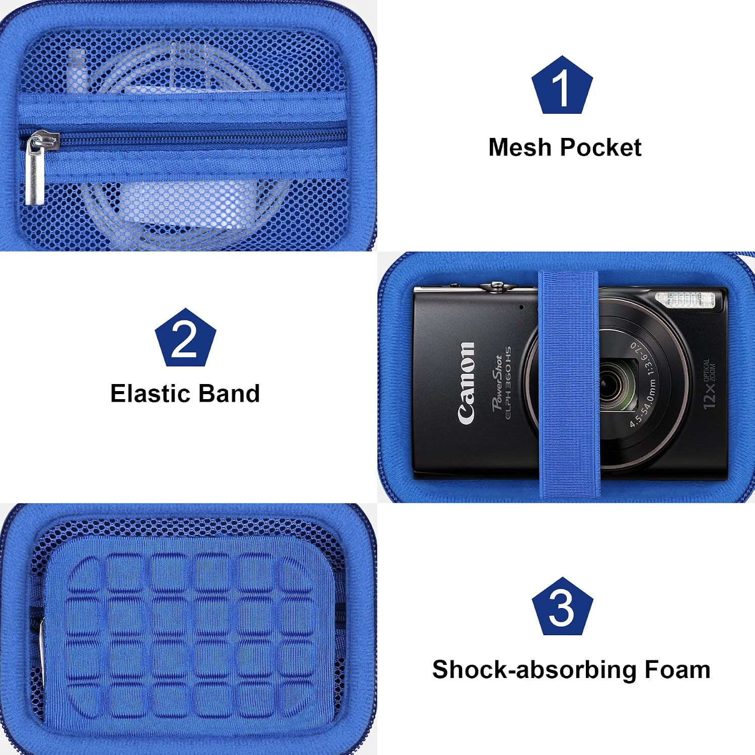 Thumbnail 5 de Canboc Carrying Case (Case Only) for Canon IXUS 185/285 and Sony DSC-W830/W800 digital cameras — blue mesh pocket