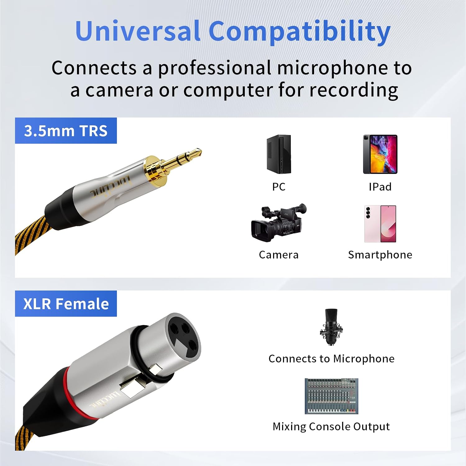 Detalle de LuccLinc XLR to 3.5mm audio cable, 10 ft