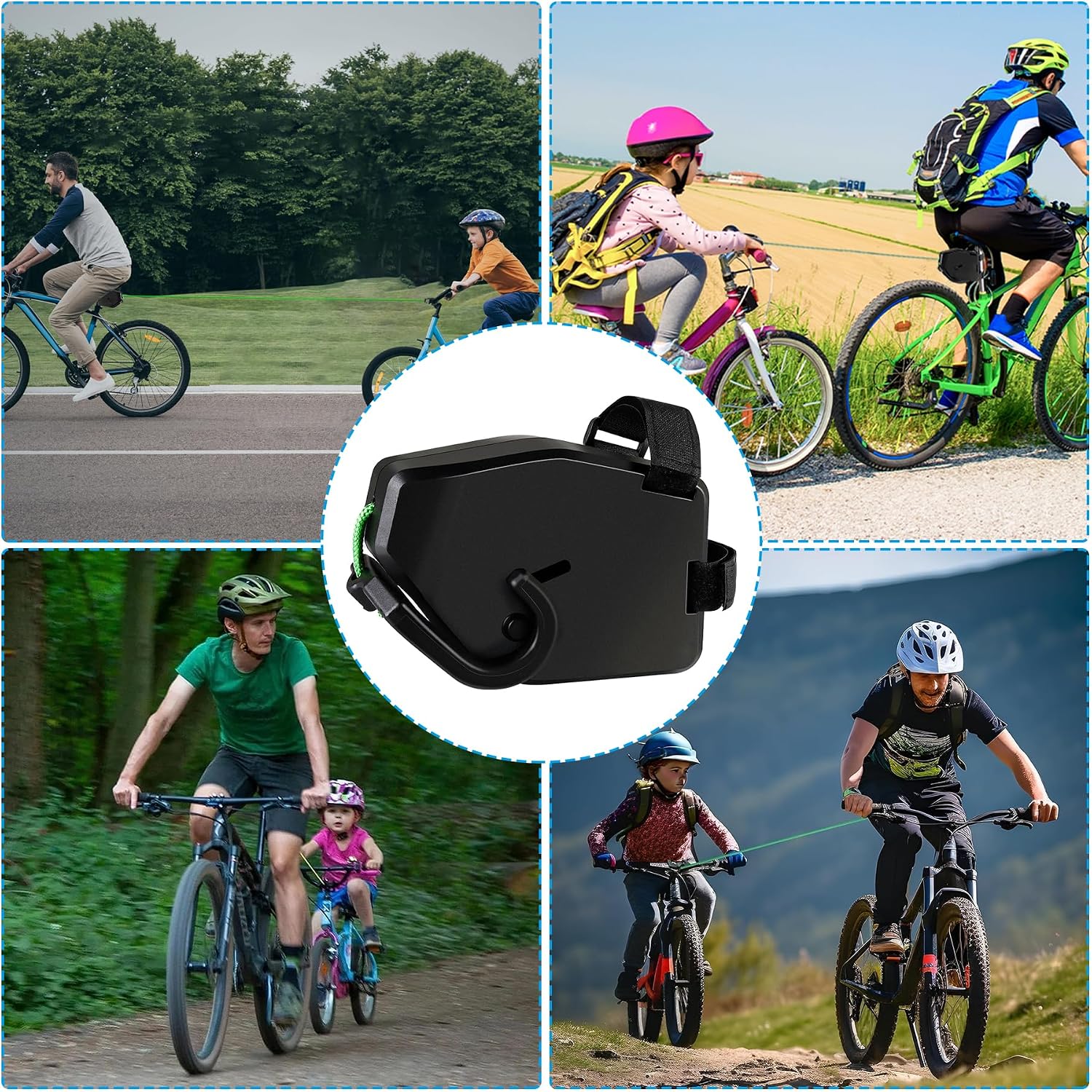 Thumbnail 6 de YeahBoom Abschleppseil Fahrrad Kinder – 2,5 m, 500 lbs Tragfähigkeit, Einziehbares Traktionsseil