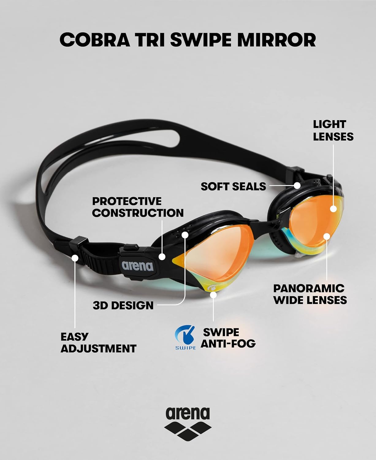 Thumbnail 2 de Lunettes de triathlon Arena Cobra Tri Swipe Mirror pour homme – lot de 1