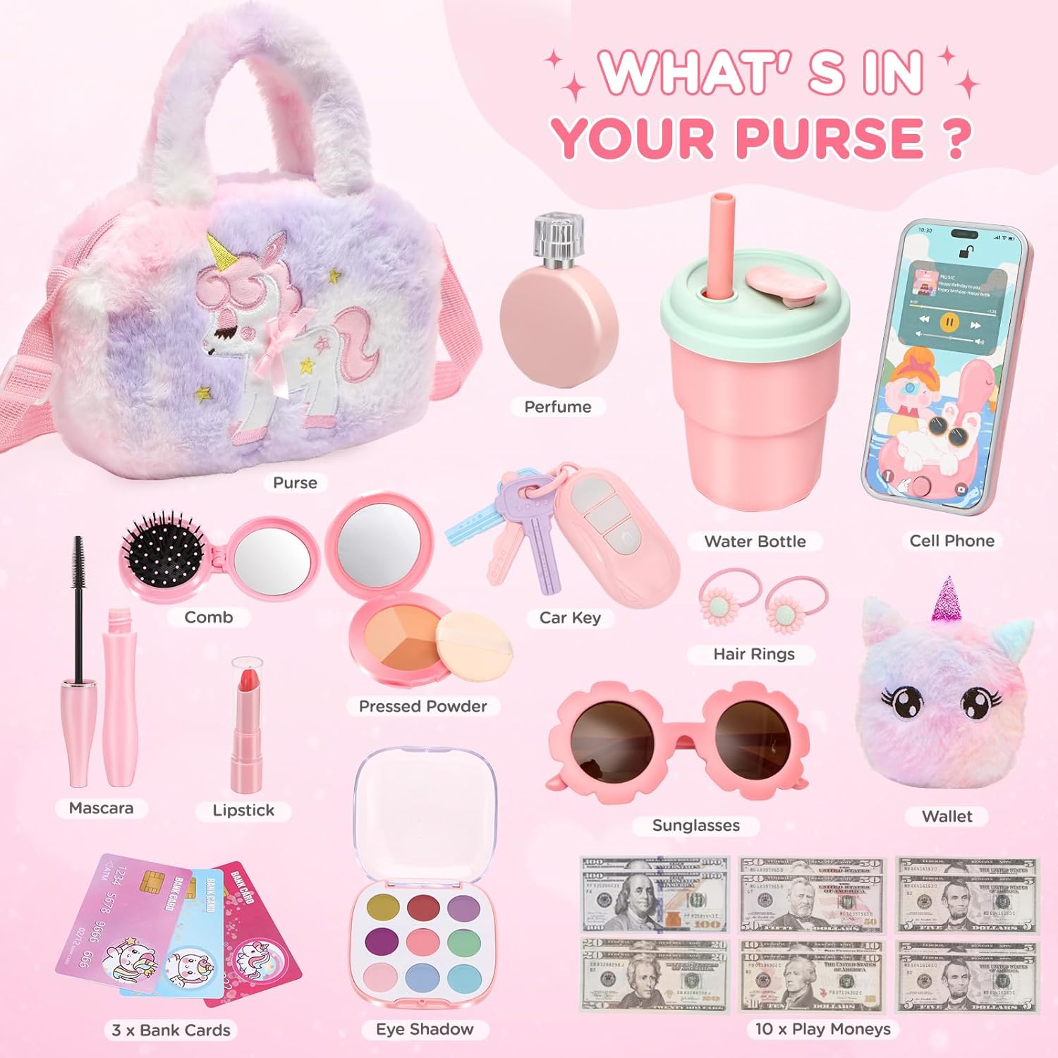 Thumbnail 4 de Chinloca Unicorn Handbag Play Set with Pretend Makeup for 3+ Year Old Girls