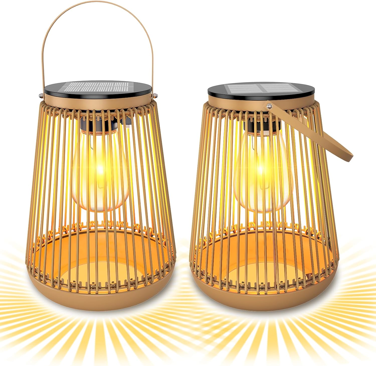 KagoLing Solar Lights Outdoor Garden (2 Pack) – Metal Hanging Solar Lanterns, Waterproof IP65