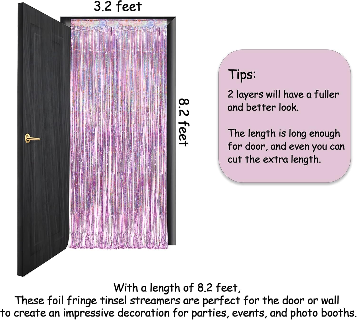 Thumbnail 2 de GREATRIL Pink Tinsel Curtain 3.2ft