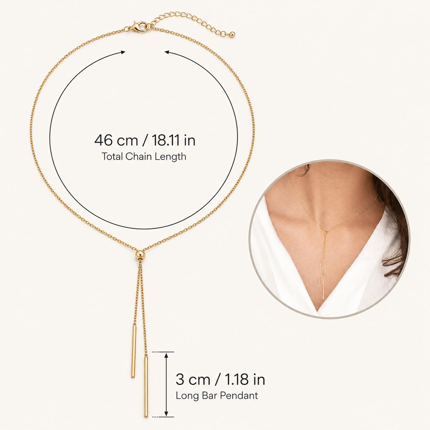 Detalle de Patwes Lariat Necklace, 14K Gold-Plated